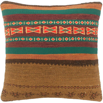 handmade Tribal Turkish Antique Brown Rust Hand-Woven SQUARE 100% WOOL pillow